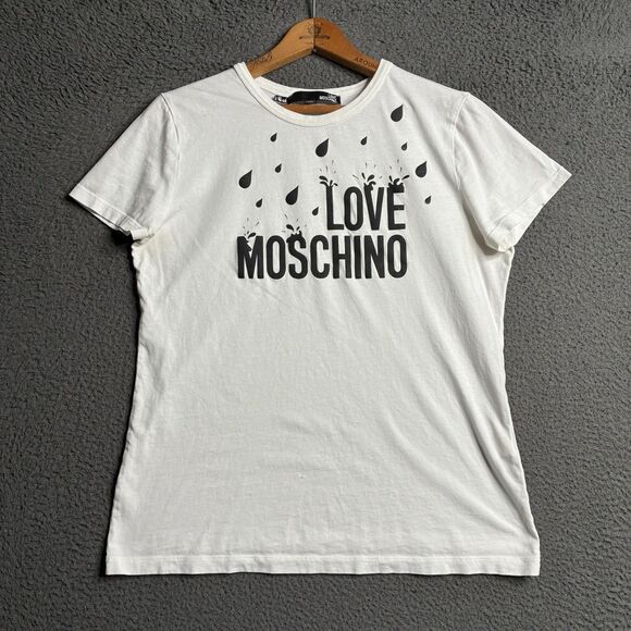 Splash Graphic Logo T-Shirt LOVE MOSCHINO Size 10 USA - Picture 1 of 15